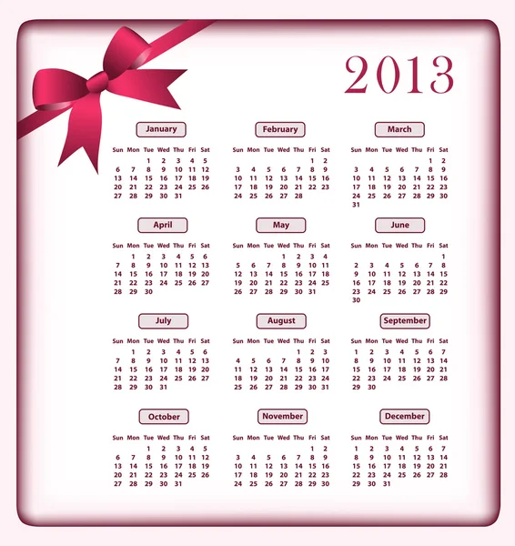 2013-kalendern och rosett Royaltyfria illustrationer