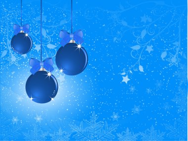 şenlikli bir zemin üzerine mavi parlak baubles