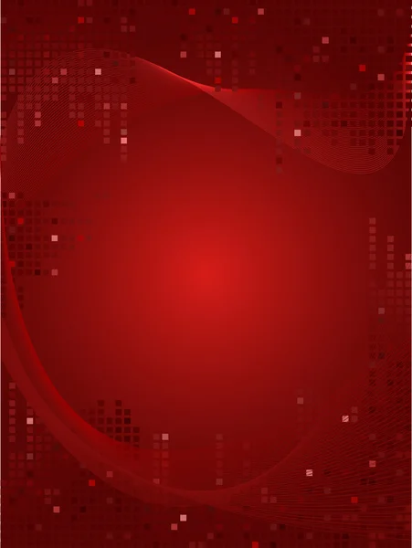 Fond abstrait avec des carreaux de mosaïque et des ondes rouges orangiques — Image vectorielle