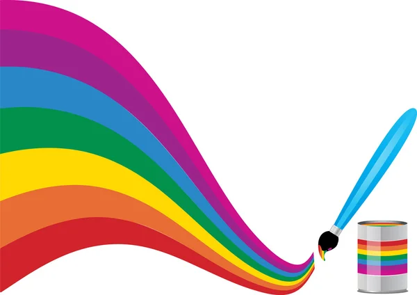Regenbogenfarbstreifen mit Buntpinsel — Stockvektor
