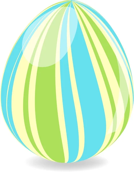 Uovo di Pasqua rigato vorticosamente verde, giallo e blu . — Vettoriale Stock