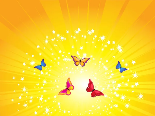 Conjunto de mariposas de colores brillantes y detalladas — Vector de stock