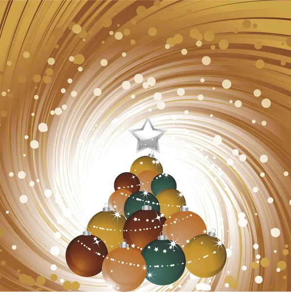 Chirstmas bauble tree reflected on a glossy surface — Stock Vector