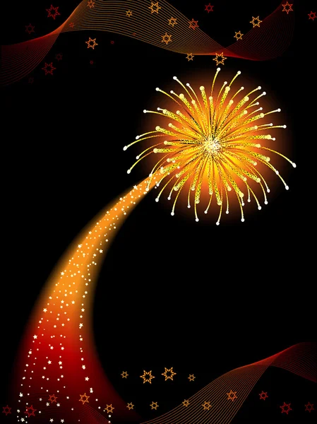 Fondo de la fiesta con fuegos artificiales brillantes explotando — Vector de stock