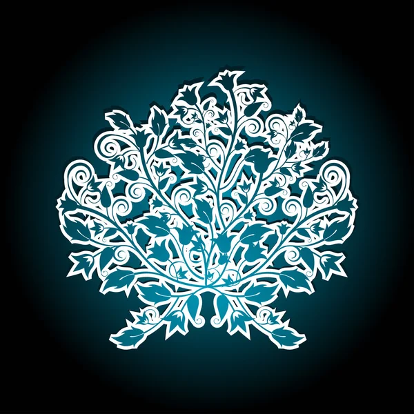 Découpez motif floral orné sur un fond turquoise — Image vectorielle