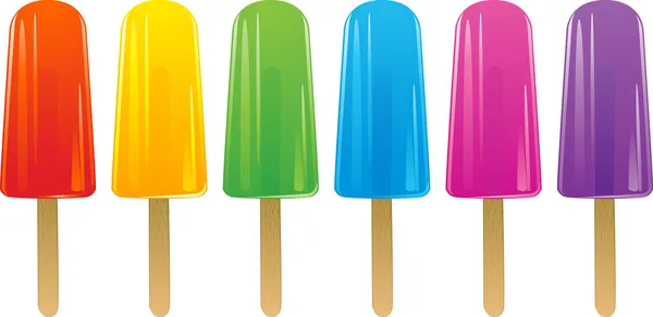 Frukt ice lollies med tuggor tagna ur tre senaste — Stock vektor