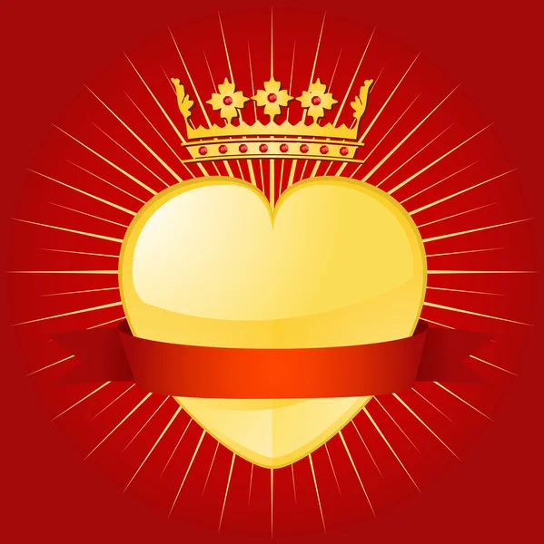 Valentine crown and banner — Stock Vector