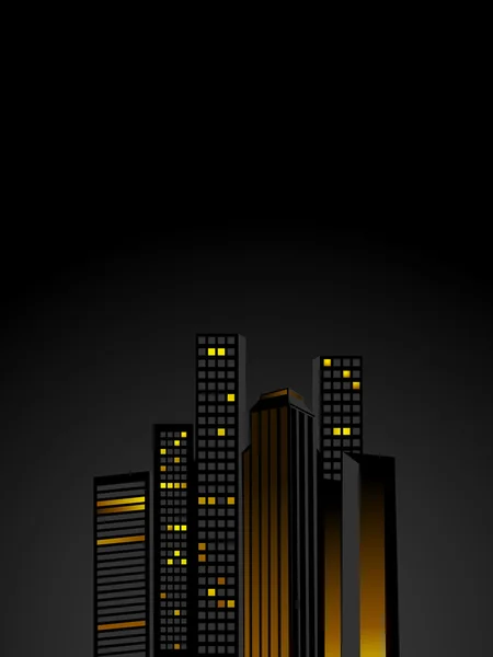 Vector of night city skyline, — Stock Vector