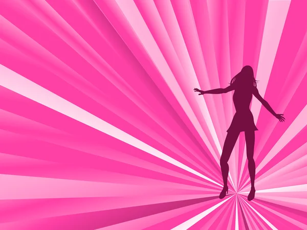 Pink starburst och disco dancer — Stock vektor