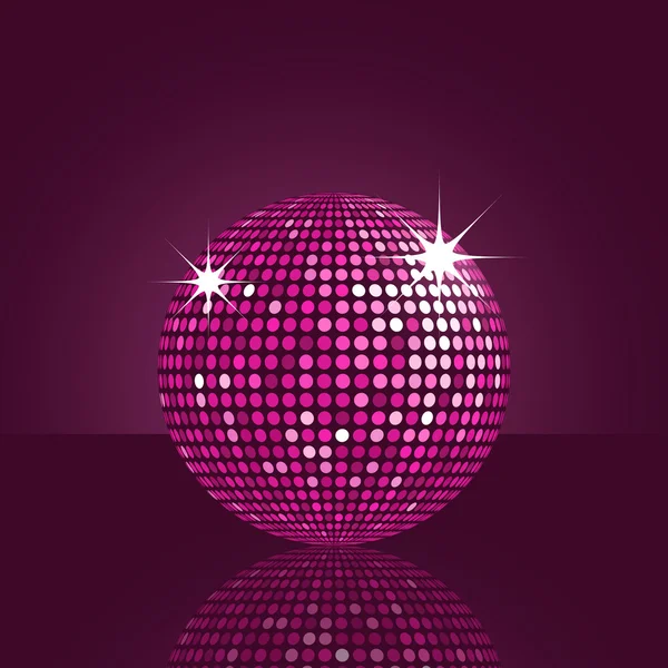 Reflected purple disco ball — Stock Vector