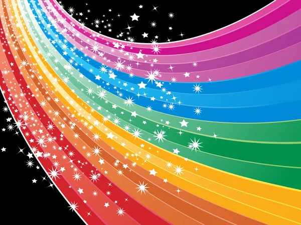 Fondo de cartón ondulado arco iris con estrellas — Archivo Imágenes Vectoriales