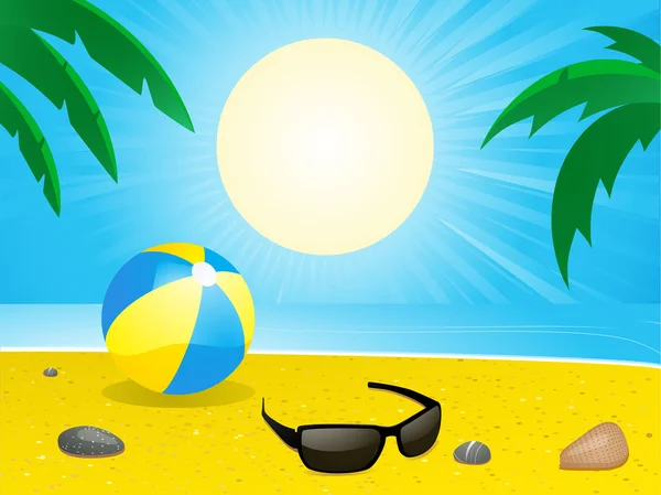 Playa tropical — Vector de stock