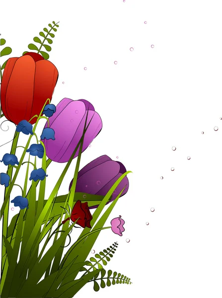 Фон зі стилізованими яскравими тюльпанами — стоковий вектор
