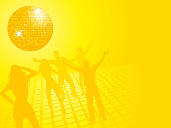 Fond disco jaune — Image vectorielle