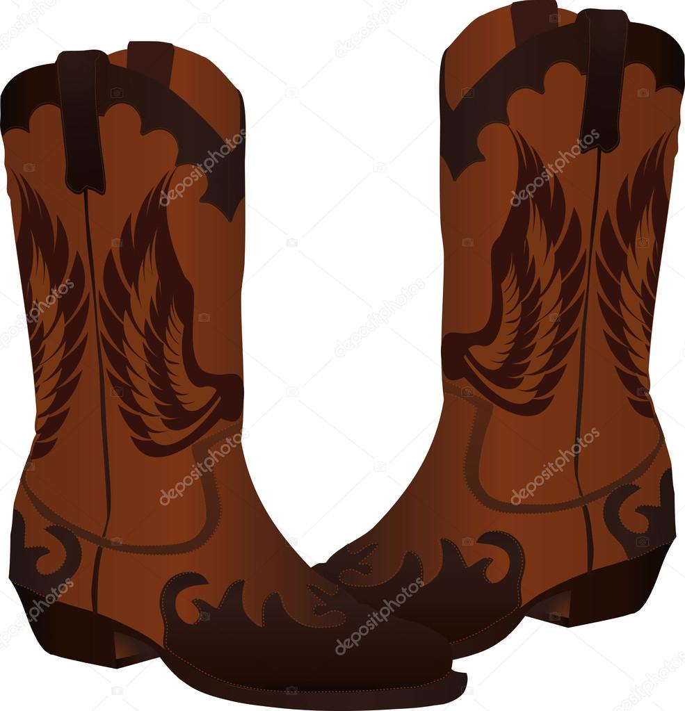 Pair of brown detailed cowboy boots