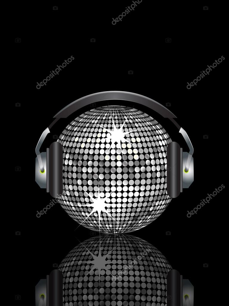 Boule disco argentée étincelante portant un casque Vecteur par  ©elaineitalia 12634853