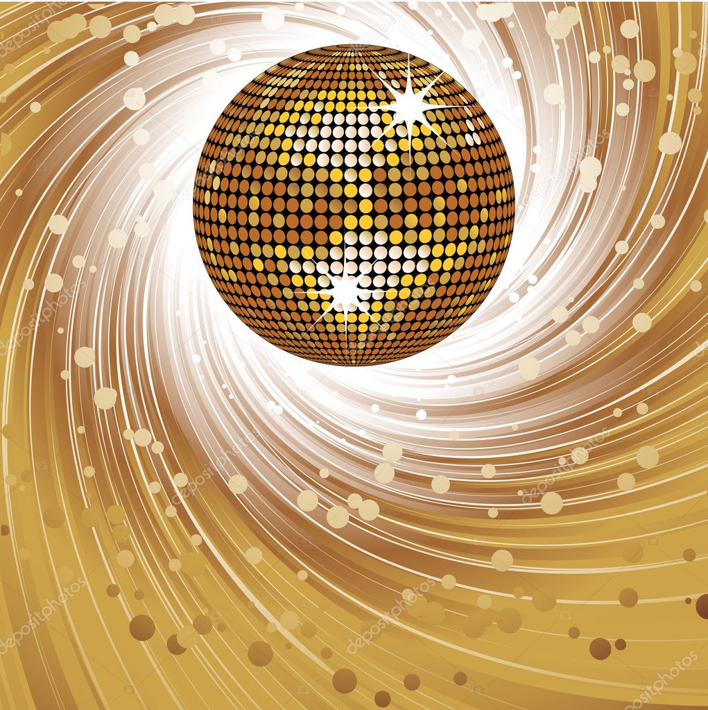 Vector illustration of abstract party Background with glowing lights and disco ball