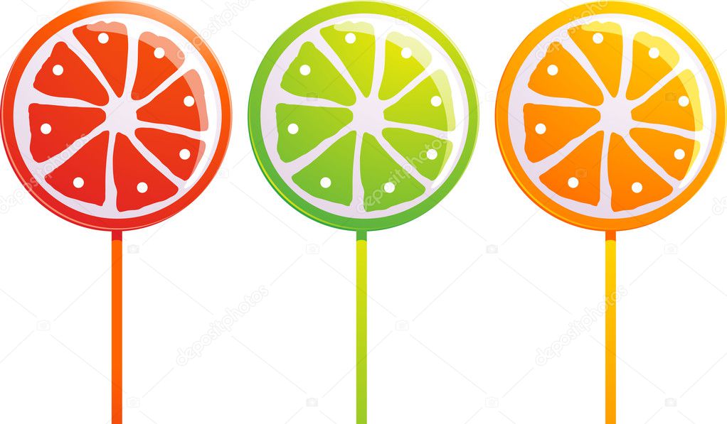 Set of the fruity lollipops