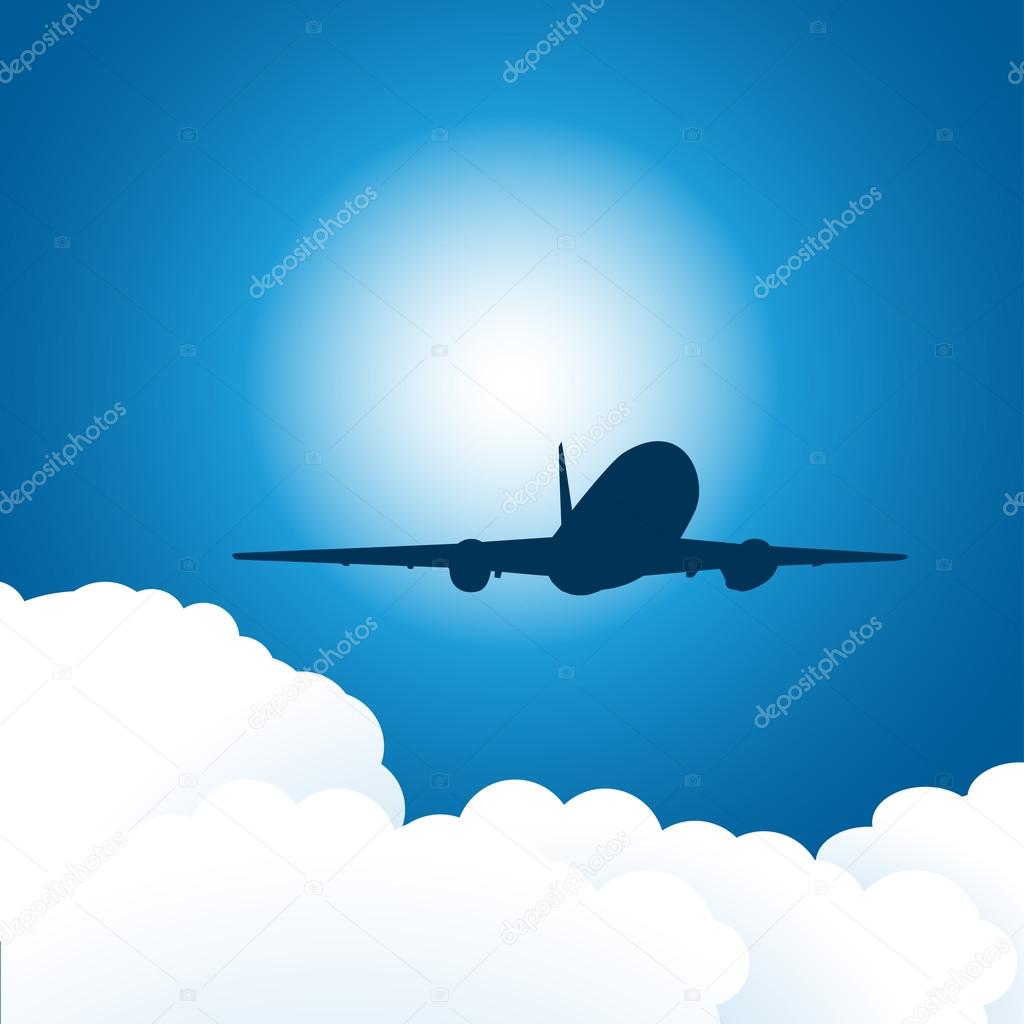 Plane in the sky. Vector illustration