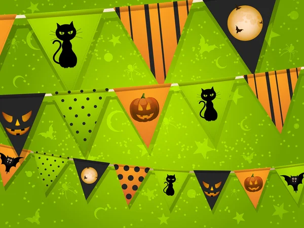 Halloween bunting sobre fondo verde —  Fotos de Stock