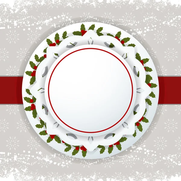Étiquette de fond et ruban de Noël — Image vectorielle