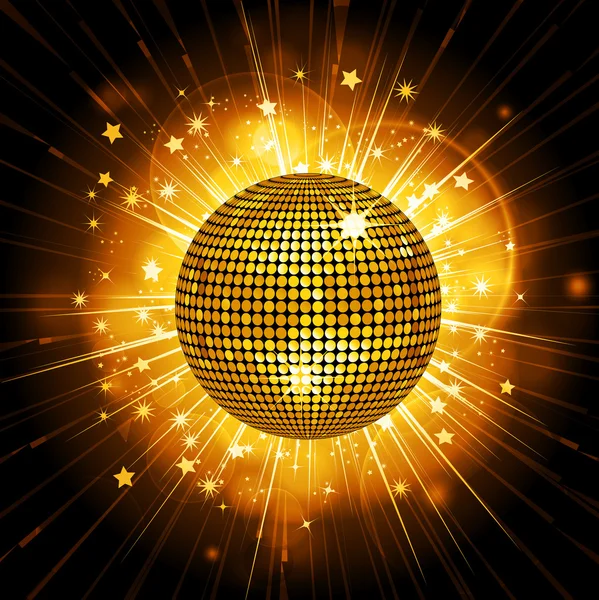 Boule de disco dorée starburst — Image vectorielle