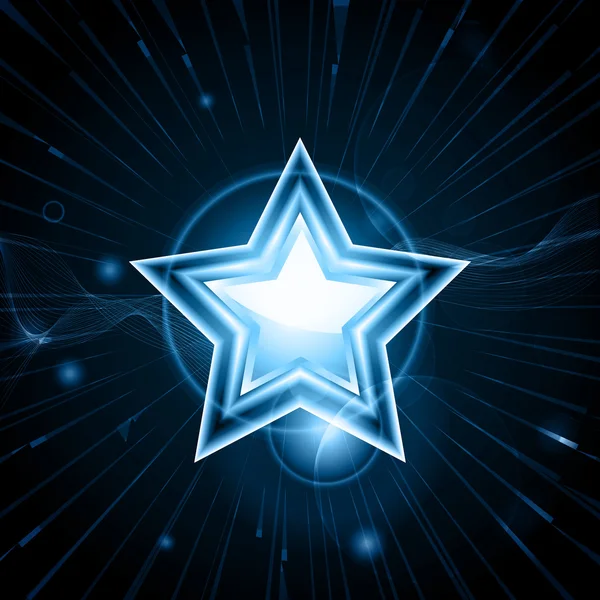 Étoile bleue rayonnante — Image vectorielle