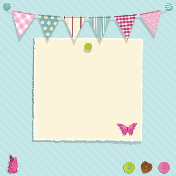 Torn paper and bunting background — Stock Vector