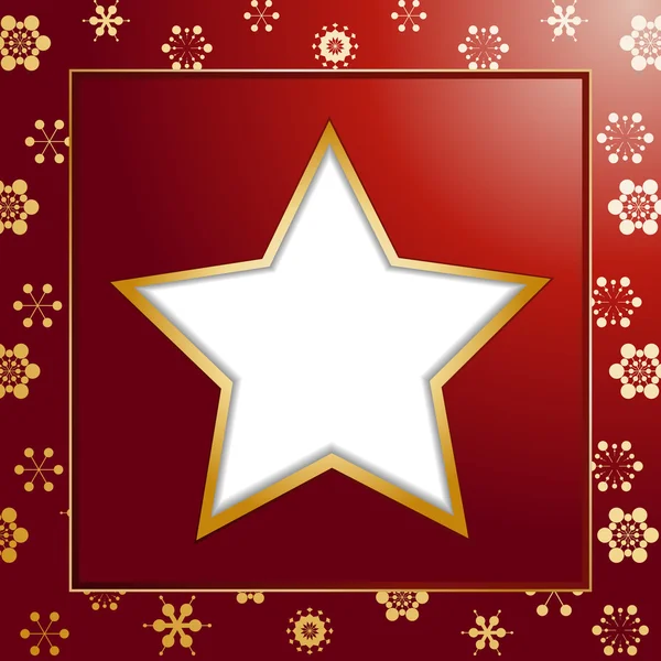 赤いクリスマスの星の背景と枠線 — ストックベクタ