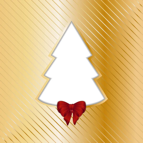 黄金圣诞背景与切出树 — 图库矢量图片