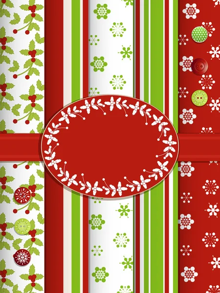 Christmas scrap book background with ribbon and border — Stock Vector