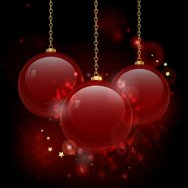 Rood glazen kerstballen — Stockvector