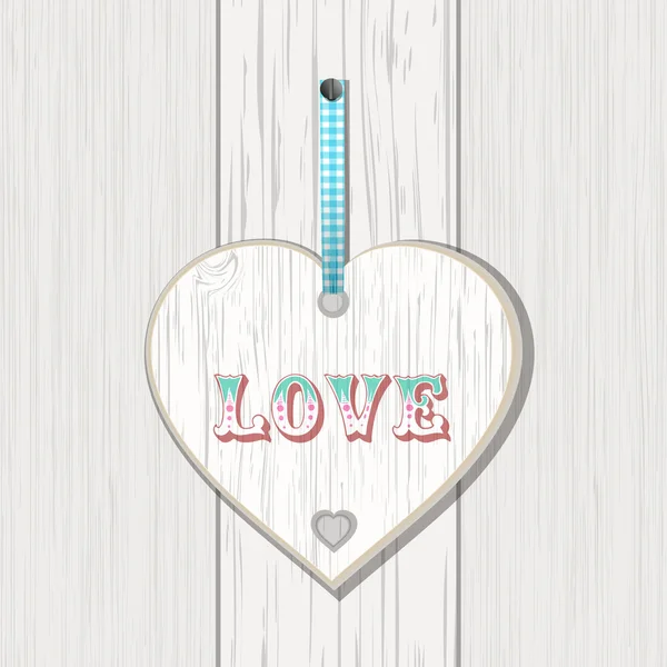 Trä hjärta kärlek tecken — Stock vektor