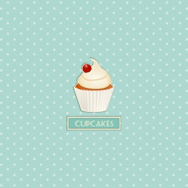 cupcake ve puantiyeli arka plan