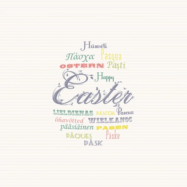 Easter typography multi language background — Stock Vector