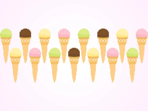 Пиксельная граница мороженого — стоковый вектор