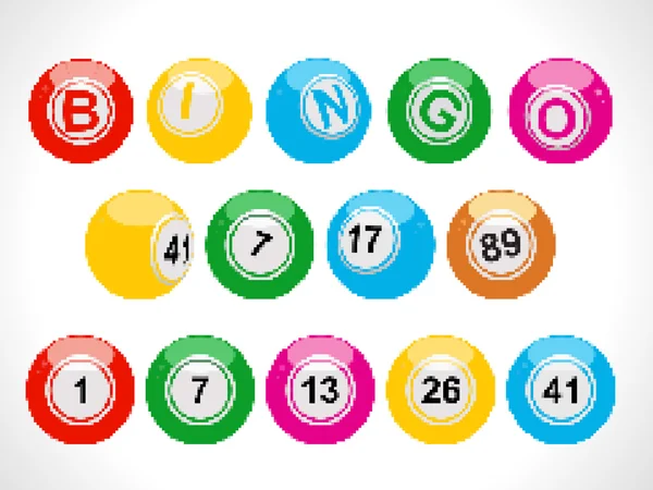 Pixel bingo balls — Stock Vector