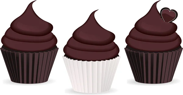 Chocolade Cupcakes — Stockvector