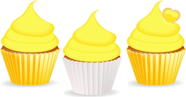 Cupcakes sarı — Stok Vektör