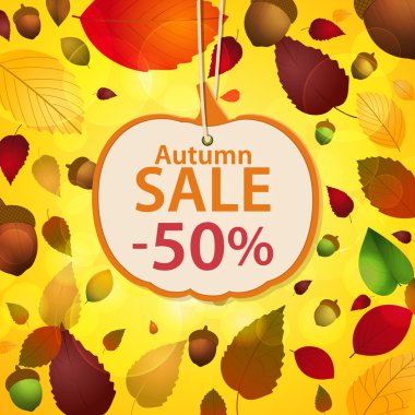 sonbahar Satılık arka etiket ve yaprak