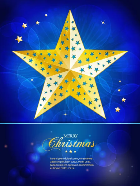 Christmas gold star template with sample text — Stock Vector