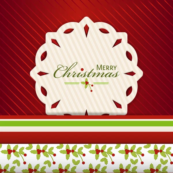 Christmas snowflake label on red2 — Stock Vector