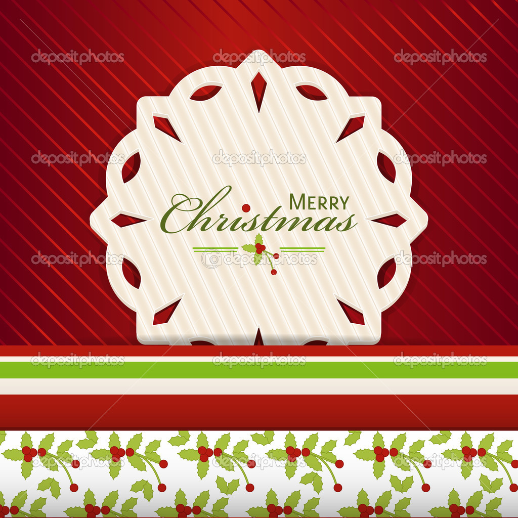 Christmas snowflake label on red2