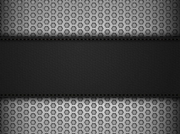 Panel de cuero negro en paisaje de malla negra — Archivo Imágenes Vectoriales