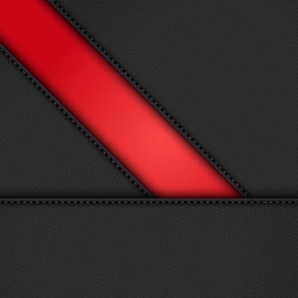 Svart läder diagonal paneler bakgrund på röd — Stock vektor
