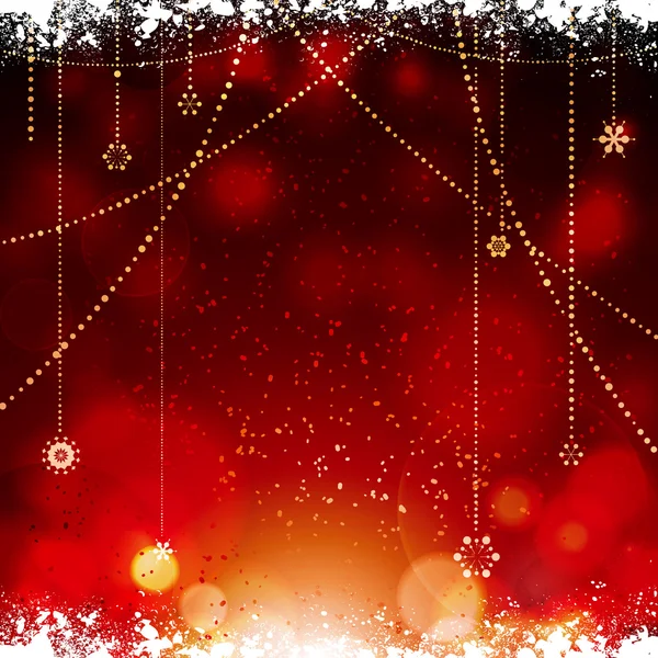 Navidad brillante fondo rojo con estrellas colgantes — Vector de stock