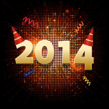 Yeni yıl mozaik ve parti şapkası arka plan