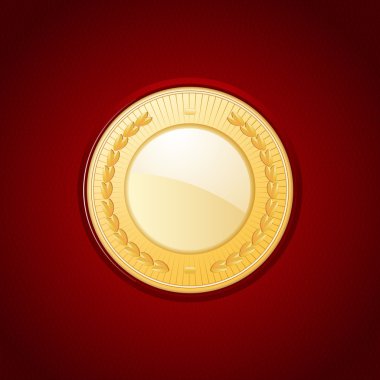 kırmızı deri üzerinde altın madalya