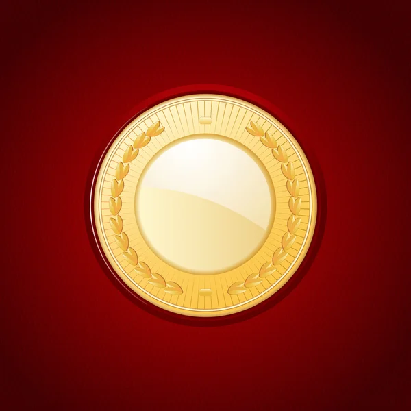 Zlatá medaile na červené kožené — Stockový vektor