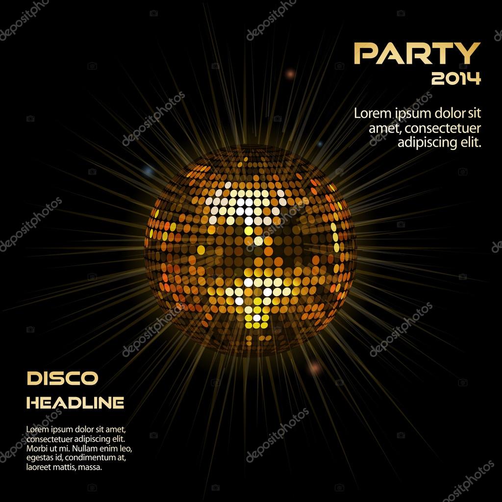 Gold disco ball party background Stock Vector by ©elaineitalia 38248761